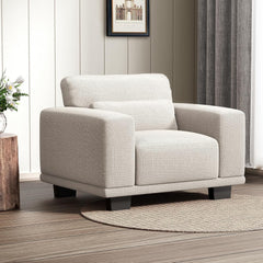 89" Sofa, 3 Seater Couch for Living Room, Modern Sofa with Deep Seats Supportive Cushion and Wide Armrests, Easy to Clean with Removable Covers, Linen Fabric, Beige