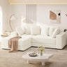 111" Beige Cloud Sectional Sofa - Reversible Sleeper Couch with 8 Pillows