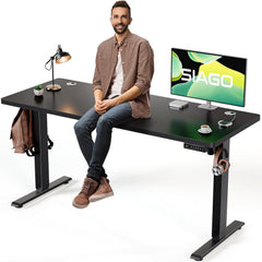 Electric Standing Desk Adjustable - 48 X 24 Inch Sit Stand up Desk with Cable Management - 3 Memory Preset Adjustable Height Table