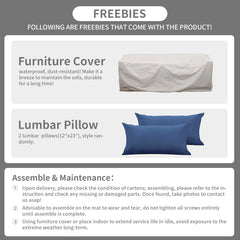 Outdoor Furniture Outdoor Couch Patio Furniture 3-Seat Sofa Deep Seat Hight Backrest with Waterproof Cover and Anti-Slip Cushions, Navy Blue