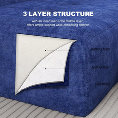 101" Modulr Sectionl Sof, Boneless Couch for Living Room, Cloud Sectionl Couch with Deep Set, L-Shpe Sof, Upholstered Couches for Living Room Bedroom, No ssembly Required, Blue (Slub Fbric)