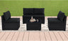 5 Pieces Patio Furniture Sets, Outdoor Furniture Patio Conversation Set, All Weather PE Rattan Sectional Sofa with Cushions and Glass Table (5 Pieces-S, Black-Black)