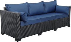 Outdoor Furniture Outdoor Couch Patio Furniture 3-Seat Sofa Deep Seat Hight Backrest with Waterproof Cover and Anti-Slip Cushions, Navy Blue