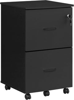 2-Drawer File Cabinet, Small Rolling Filing Cabinet for Home Office, Printer Stand, for A4, Letter-Size Documents, 15.7 X 16.5 X 27.6 Inches, Matte Black UOFC040B16