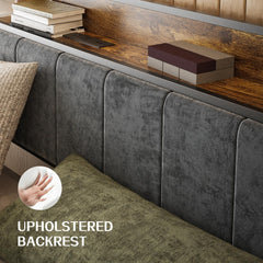 Full Bed Frame with Storage Charging Station Headboard, Smart LED Light, Metal Platform Bed No Box Spring Required, Easy Assembly, Noise Free