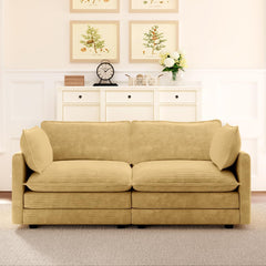 Oversized Modular Sectional Sofa with Movable Ottoman, 112 Inch 4 Seat Modern Corduroy Sofa Set, Convertible L Shaped Couch for Living Room and Office, Beige