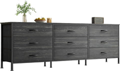 63 Inch Dresser for Bedroom, Dresser for Closet with 9 Drawers, Large TV Stand for 55, 65, 70 Inch TV, Entertainment Center with Storage, Wide Long Chest of Drawers, Rustic Brown