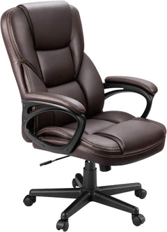 Office Executive Chair High Back Adjustable Managerial Home Desk Chair, Swivel Computer PU Leather Chair with Lumbar Support (Black)