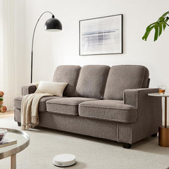 Couches for Living Room, 85” Cloud Couch in Soft Teddy Fleece, Removable Cover, Easy Assembly, Modern Sofa for Living Room/Bedroom/Office/Apartment, Beige