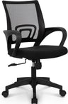 Office Desk Computer Chair Ergonomic Mesh Gaming Mid Back Seat with Comfy Lumbar Support Adjustable Height Swivel for Home Task (Black)