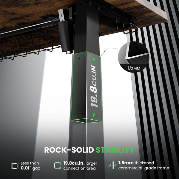 Electric Standing Desk Adjustable - 48 X 24 Inch Sit Stand up Desk with Cable Management - 3 Memory Preset Adjustable Height Table