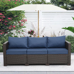 Outdoor Furniture Outdoor Couch Patio Furniture 3-Seat Sofa Deep Seat Hight Backrest with Waterproof Cover and Anti-Slip Cushions, Navy Blue