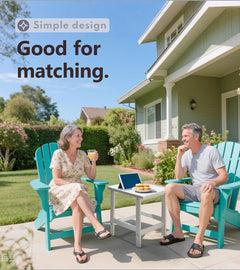 Adirondack Square Side Table, HDPE Outdoor Side Tables, Weather Resistant End Table for Patio, Backyard, Pool, Indoor Companion, Beach, Easy Maintenance (White)