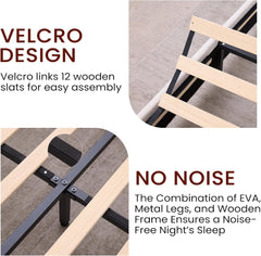 Full Size Boucle Bed Frame, Upholstered Cloud Bed Frame with Adjustable Headboard, Solid Wood Legs, Rounded Corners Design & Easy Assembly – Modern Platform Bed,Cream