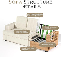 Couches for Living Room, 85” Cloud Couch in Soft Teddy Fleece, Removable Cover, Easy Assembly, Modern Sofa for Living Room/Bedroom/Office/Apartment, Beige