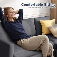 73.6" Modular Sectional Sofa, Comfy Cloud Couch with Movable Ottoman Deep Seat L Shaped Modular Sofa, Sectional Couches L Shaped Couch for Living Room and Apartment, Dark Grey