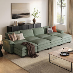 Sectionl Loveset Sof - 90'' Oversized Corduroy Cloud Couch Soft Modern Comfy Green Loveset Couch Deep Set Couches for Living Room Bedroom prtment Office, Green