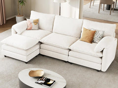 108" Modular Sectional Sofa with Movable Ottoman, Modern L Shaped Couch with Pillow-Armrest, Velvet 4 Deep Seat Cloud Couch for Living Room Apartment Office, Green