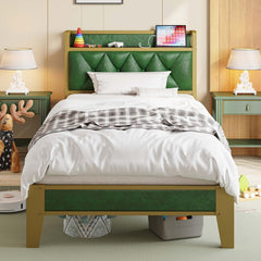 Full Size Bed Frame, Storage Headboard with Outlets, Easy to Install, Sturdy and Stable, No Noise, No Box Springs Needed - Perfect for a Good Night'S Sleep