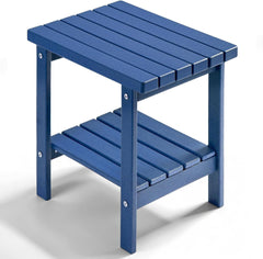 Adirondack Square Side Table, HDPE Outdoor Side Tables, Weather Resistant End Table for Patio, Backyard, Pool, Indoor Companion, Beach, Easy Maintenance (White)