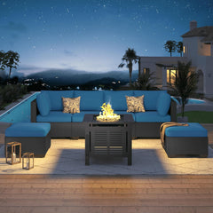 Outdoor Sectional Furniture Chair Set with Cushions and Coffee Table,Patio PE Rattan Wicker Sofa, 7 Piece