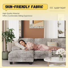 Sectional Couches for Living Room, U Shaped Couch with Chenille Fabric, 4 Seat Modern Sofa with Removable Pillows for Apartment and Small Space (Fabric, Grey)