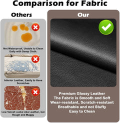 85” Black Faux Leather Couch with USB, 3 Seater Sofa Couches for Living Room, Large Mid Century Modern Office Apartment Couch (Black)